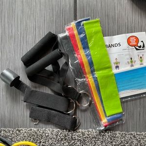 Assorted home workout gear